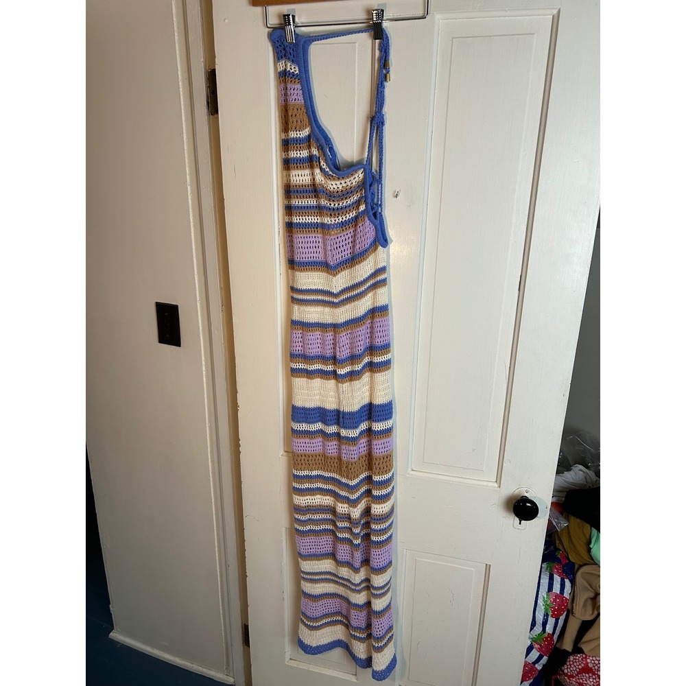 L Space Allegra Crochet Maxi Dress Striped Cotton Multi Color NEW - Picture 3 of 7